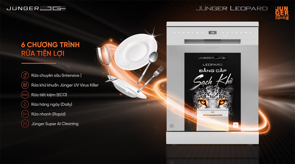 Máy rửa bát Junger DWJ-140 6 chương trình rửa