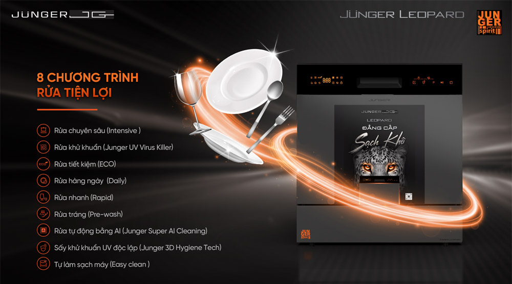 Máy Rửa Bát Leopard DWJ-136-VG làm sạch hiệu quả 