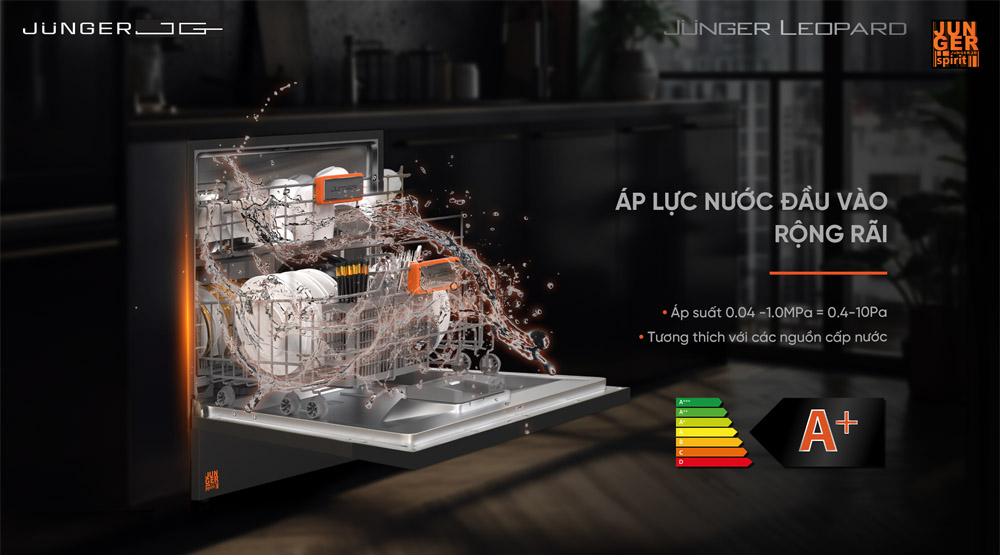 Máy Rửa Bát Junger Leopard DWJ-136-VG làm sạch hiệu quả 