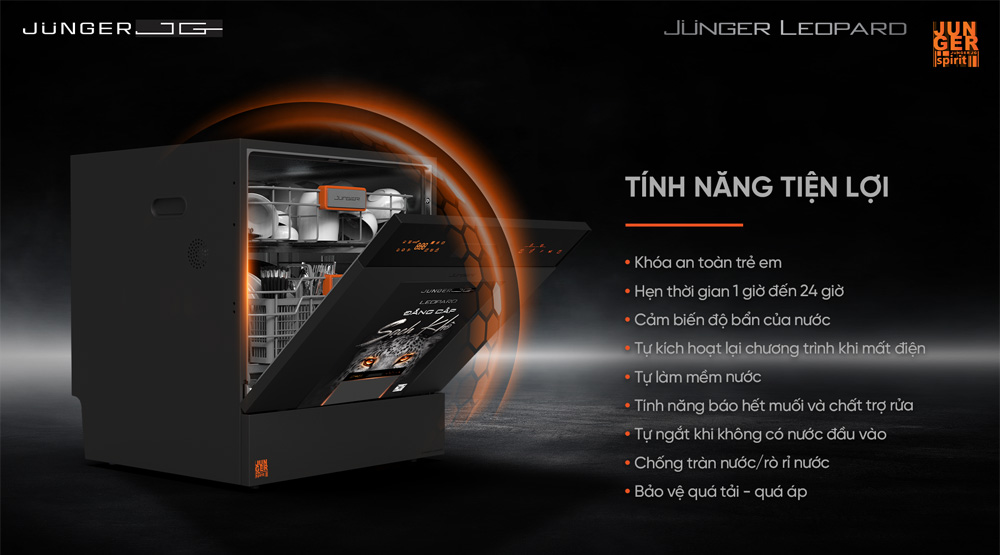 Máy Rửa Bát Leopard DWJ-136-VG đảm bảo an toàn khi sử dụng 