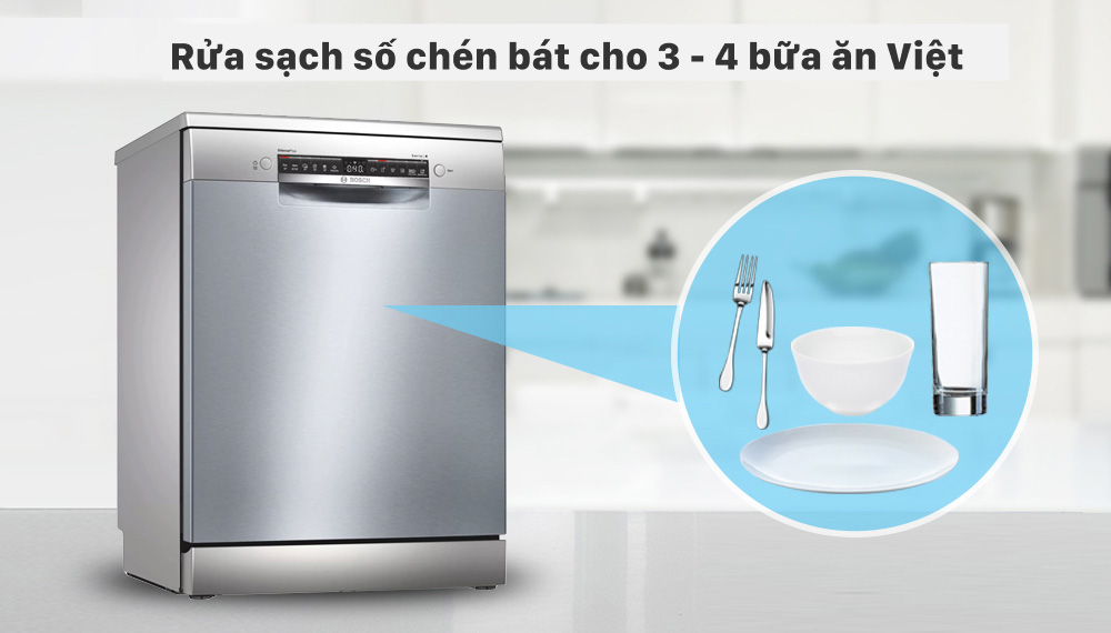 Máy Rửa Chén Độc Lập Bosch SMS4HCI48E Series 4 có dung tích lớn
