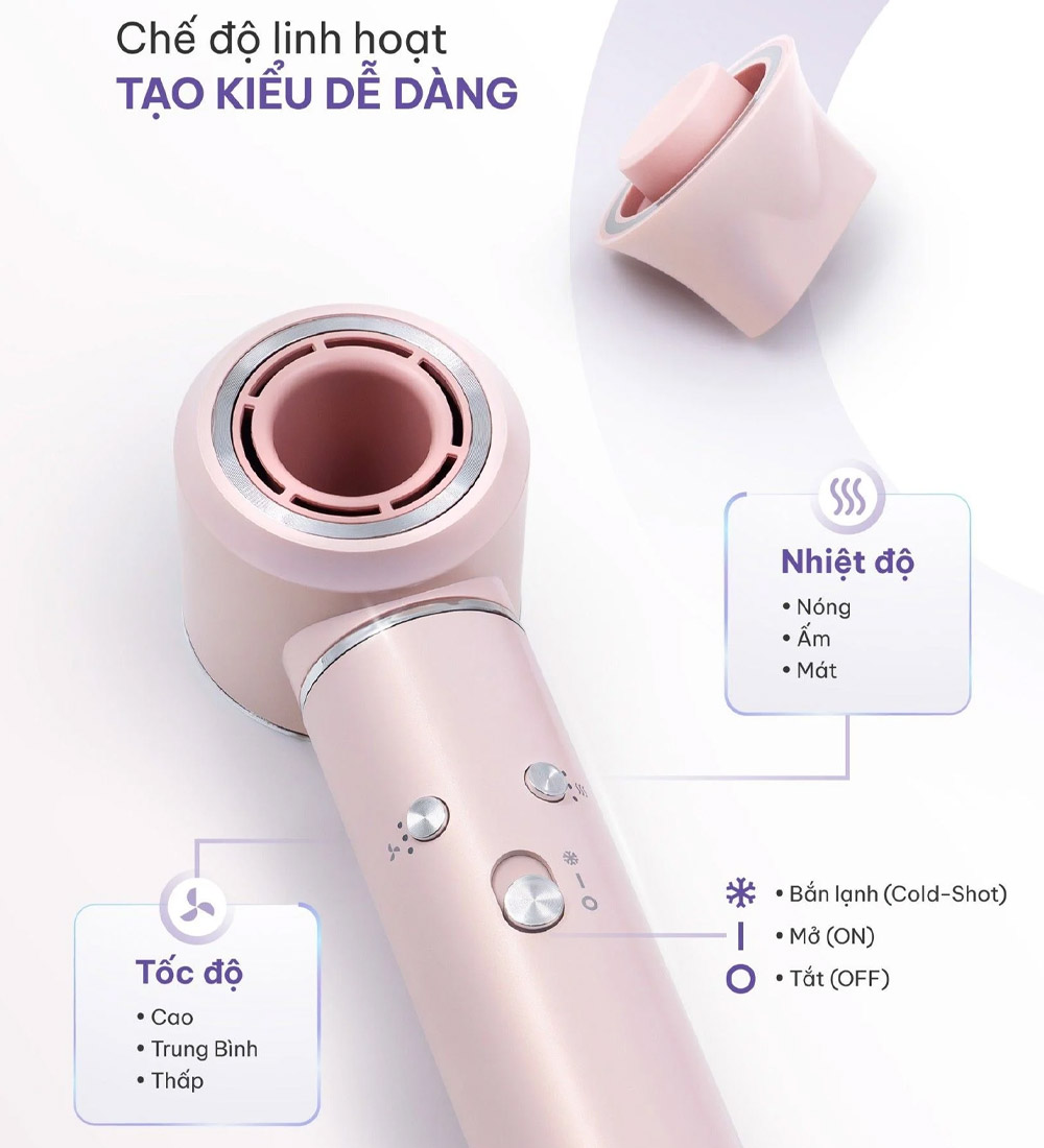 4 mức nhiệt và 3 mức gió, dễ dàng điều chỉnh theo nhu cầu