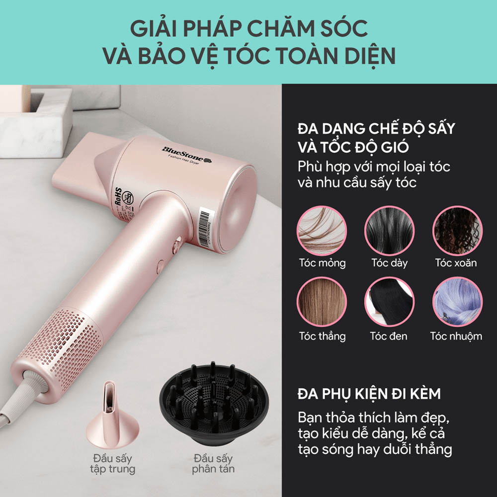4 chế độ sấy kết hợp 3 mức nhiệt phù hợp mọi loại tóc