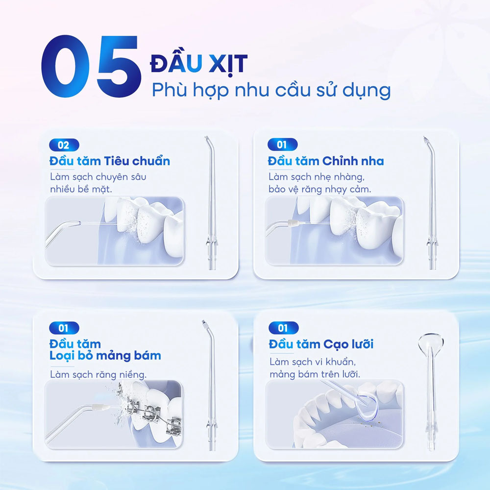 Các đầu xịt của Máy Tăm Nước Gấp Gọn Masuto MSTravelFloss