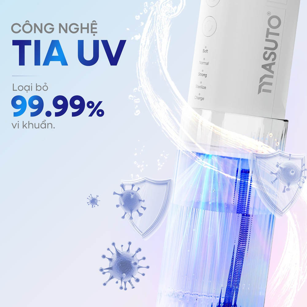 Công nghệ khử khuẩn UVC trên Máy Tăm Nước Gấp Gọn Masuto MSTravelFloss