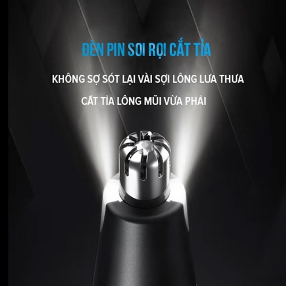 Máy Tỉa Lông Mũi Flyco FS5600 Màu Đen có đèn pin dễ dàng quan sát