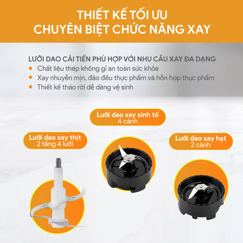 Hệ thống lưỡi dao cải tiến hỗ trợ xay nguyên liệu hiệu quả
