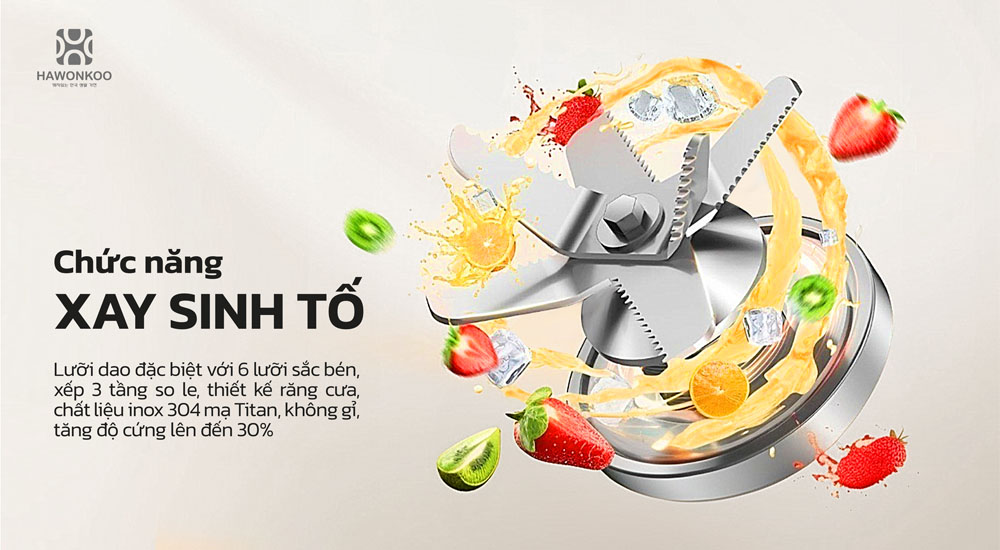 Máy Xay Đa Năng Hawonkoo SEOUL-BEH-001 có lưỡi dao làm từ inox 304