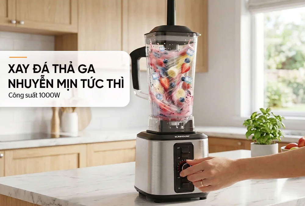 Công suất 1000W hỗ trợ xay nhuyễn thực phẩm nhanh chóng