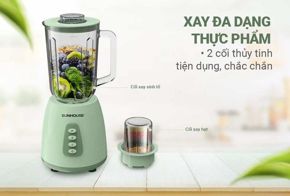 2 cối xay thủy tinh cao cấp, chịu nhiệt tốt, an toàn cả với đồ nóng