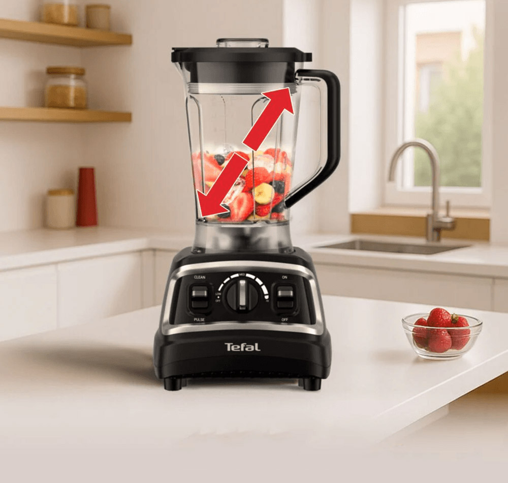 Cối xay nhựa dung tích 1.8 lít, dễ dàng quan sát trong quá trình xay