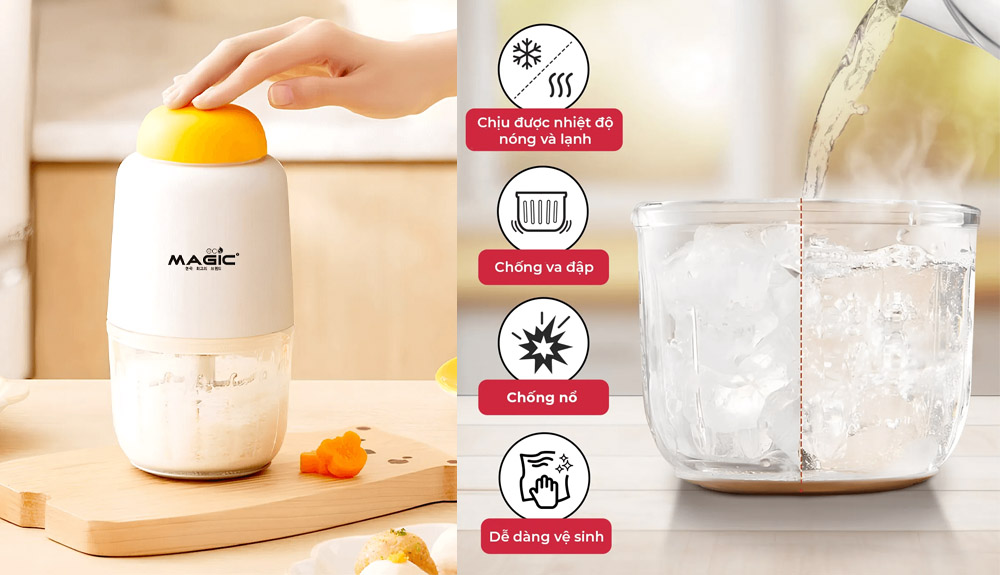 Máy Xay Thịt Magic Eco AC-13 sở hữu cối làm từ chất liệu thủy tinh 