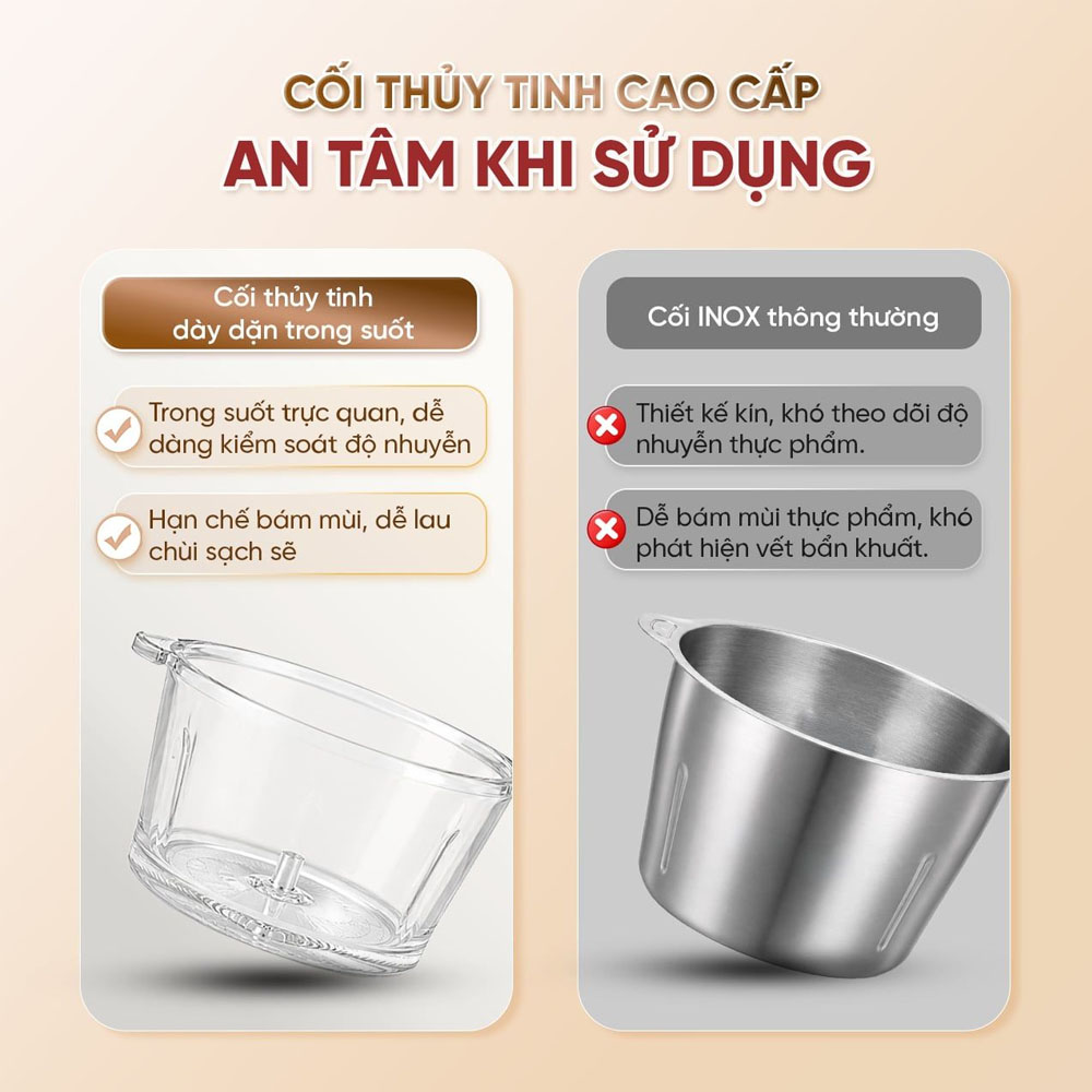 Cối thủy tinh 1.8 Lít chịu lực, chịu nhiệt tốt, không bám mùi thực phẩm
