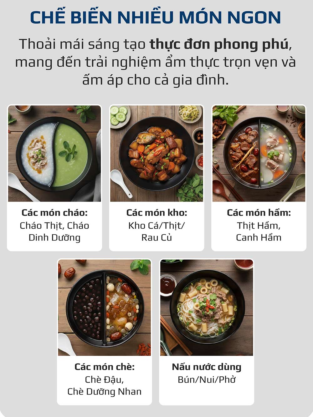 Giúp bạn chế biến đa dạng món ăn