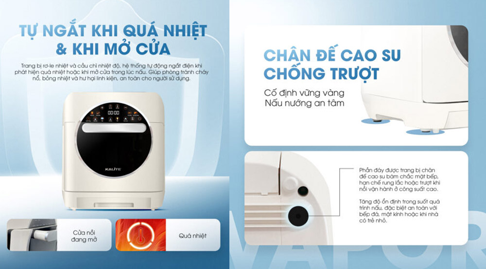 Nồi Chiên Hơi Nước Kalite Vapor mang đến sự an tâm cho người dùng
