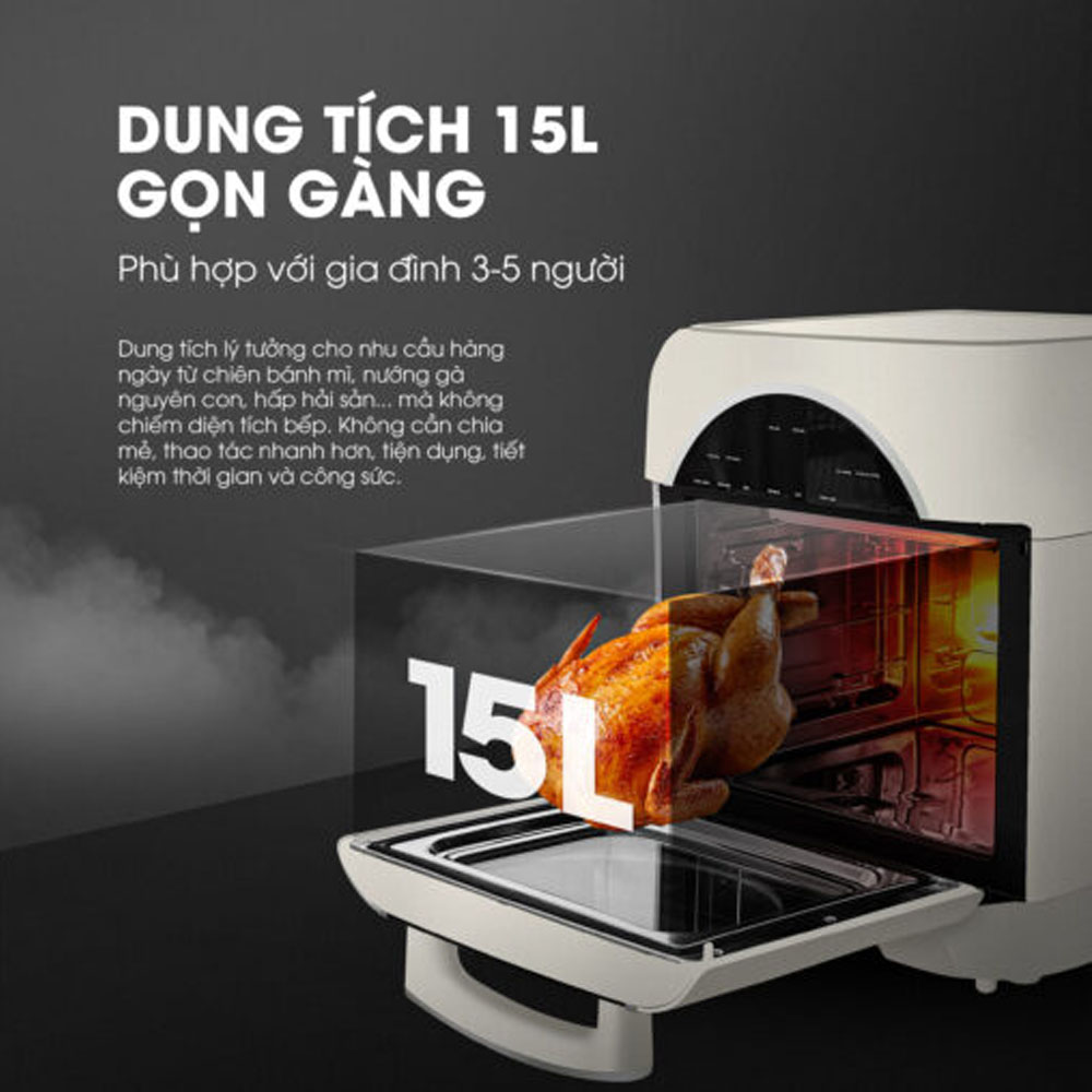 Dung tích 15 lít phù hợp cho gia đình 3 - 5 thành viên