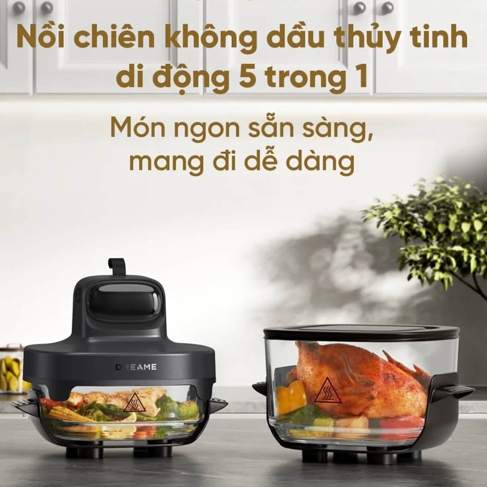 Nồi Chiên Không Dầu 2 Lòng Nồi Dreame Tasti PT60 có thiết kế tiện lợi