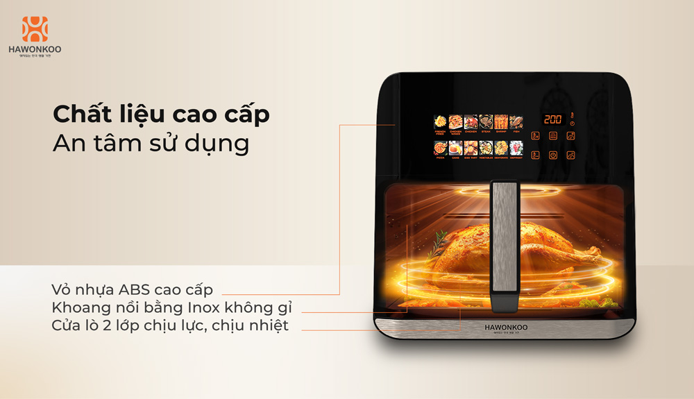 Khoang nồi bằng Inox không gỉ kết hợp vỏ nhựa ABS bền bỉ