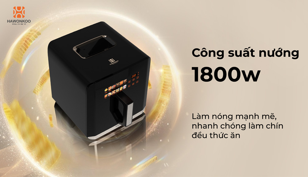 Công suất 1800W hỗ trợ gia nhiệt nhanh, tiết kiệm thời gian