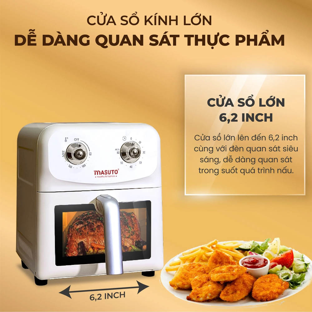 Cửa sổ kính trong suốt 6.2 inch dễ dàng quan sát quá trình nấu ăn