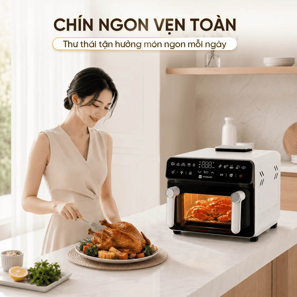 Nồi Chiên Không Dầu Masuto MSPPrimeAir tự ngắt điện khi kéo lòng nồi ra