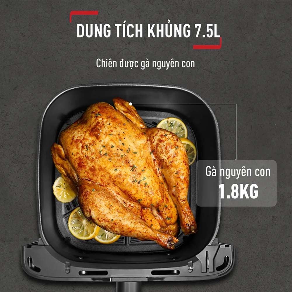 Dung tích lớn 7.5 lít phù hợp cho gia đình đông thành viên