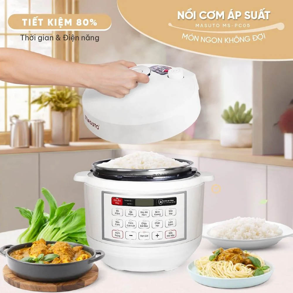 Nồi Cơm Áp Suất Masuto MSPC05 5.0 Lít phù hợp nhiều không gian
