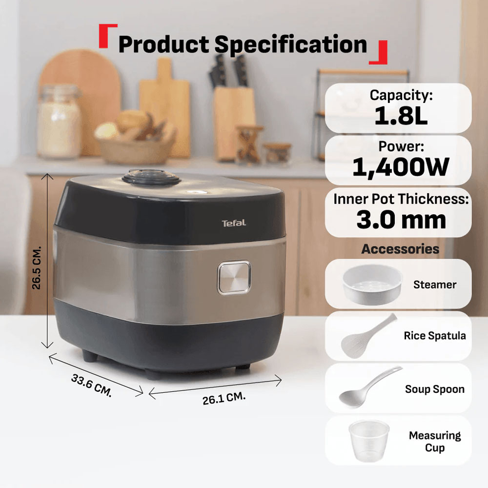 Nồi Cơm Cao Tần Tefal Rice Master Max RK819868 có thiết kế hiện đại 