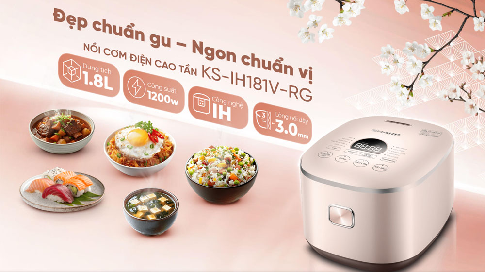 Nồi Cơm Điện Cao Tần Sharp KS-IH181V-RG 1.8 Lít