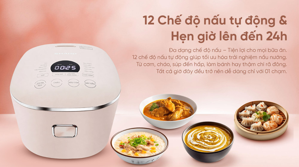 12 chế độ nấu tự động linh hoạt thay đổi thực đơn theo nhu cầu