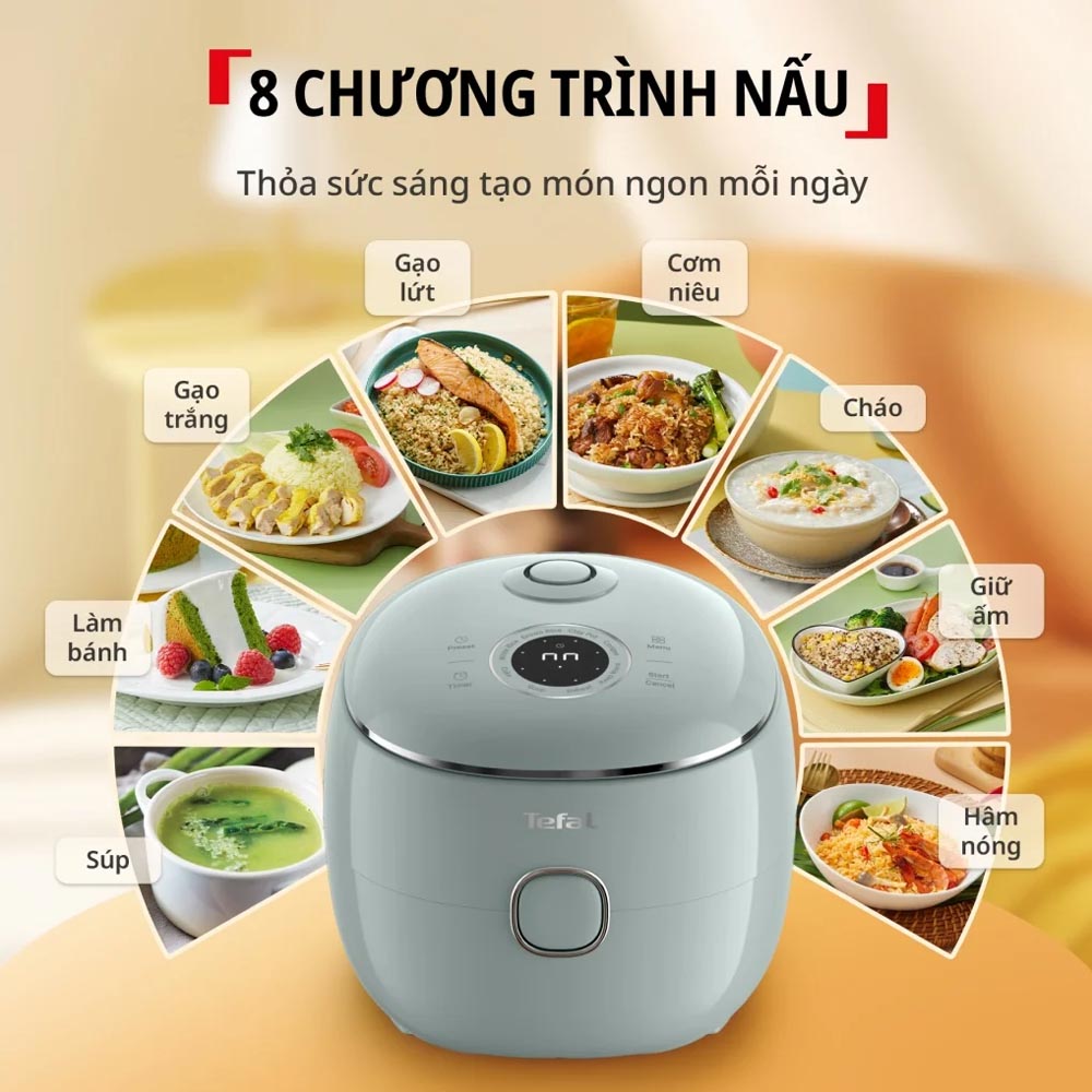 Nồi Cơm Điện Tử Mini Tefal Pop RK5354Y0 chế biến đa dạng món ăn 