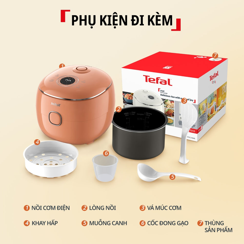 Tefal Pop RK535TY0 hỗ trợ sử dụng thuận tiện từ lần nấu đầu tiên 