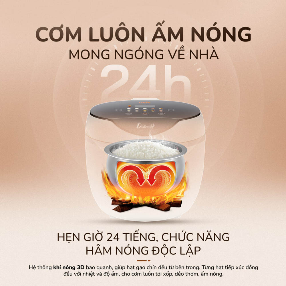 Chế độ giữ ấm tiếp giúp cơm luôn ấm nóng và sẵn sàng thưởng thức