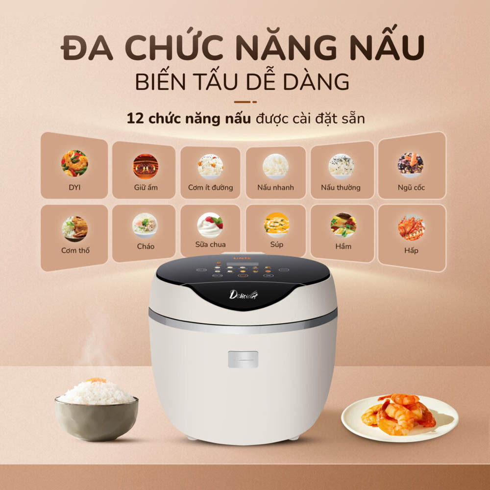 12 chế độ nấu đa dạng, đáp ứng nhiều nhu cầu bữa ăn