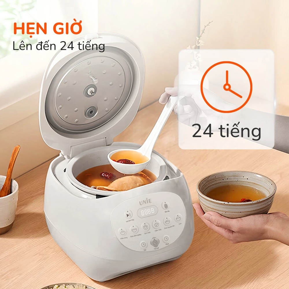 Chức năng Hẹn giờ lên đến 24 tiếng giúp bạn chủ động trong việc nấu ăn 