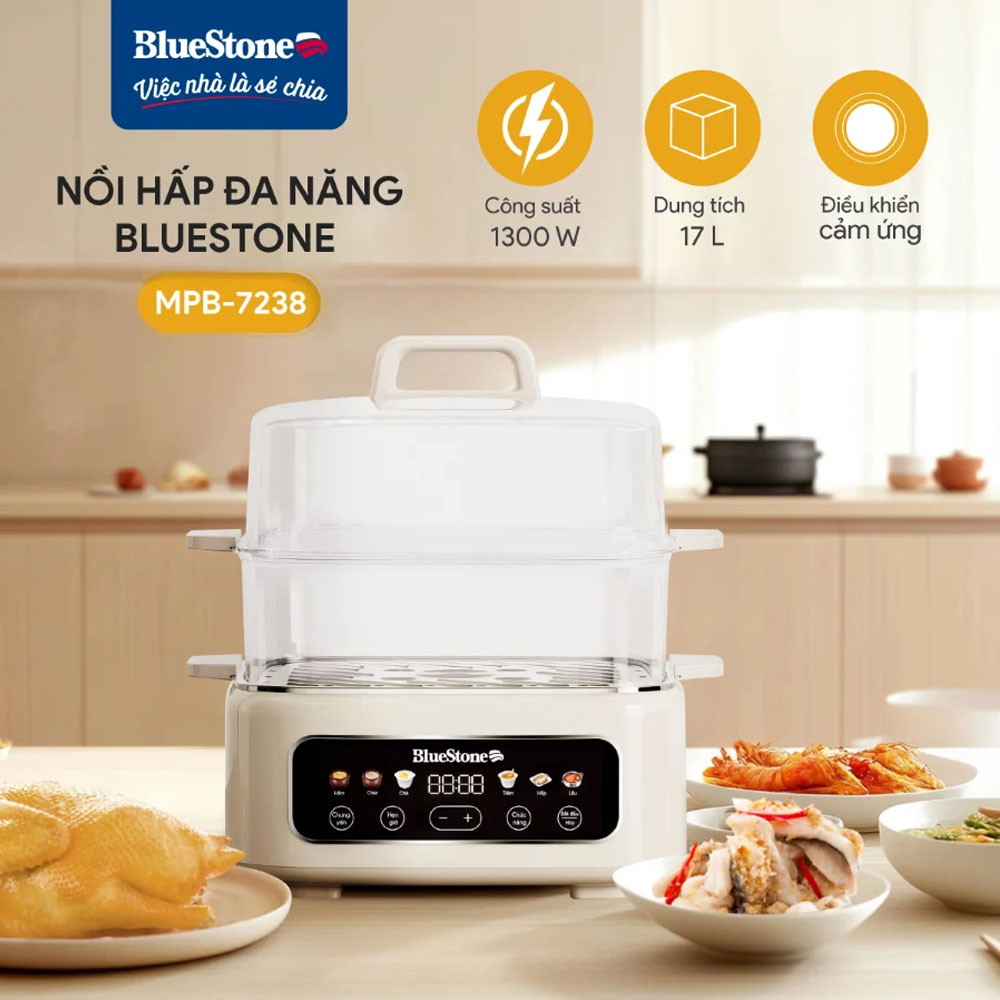 Nồi Hấp Đa Năng BlueStone MPB-7238 tự ngắt khi quá nhiệt hoặc khi cạn nước