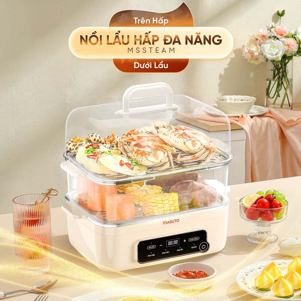 Nồi Hấp Điện Đa Năng Masuto MSSteam sở hữu gam màu trang nhã