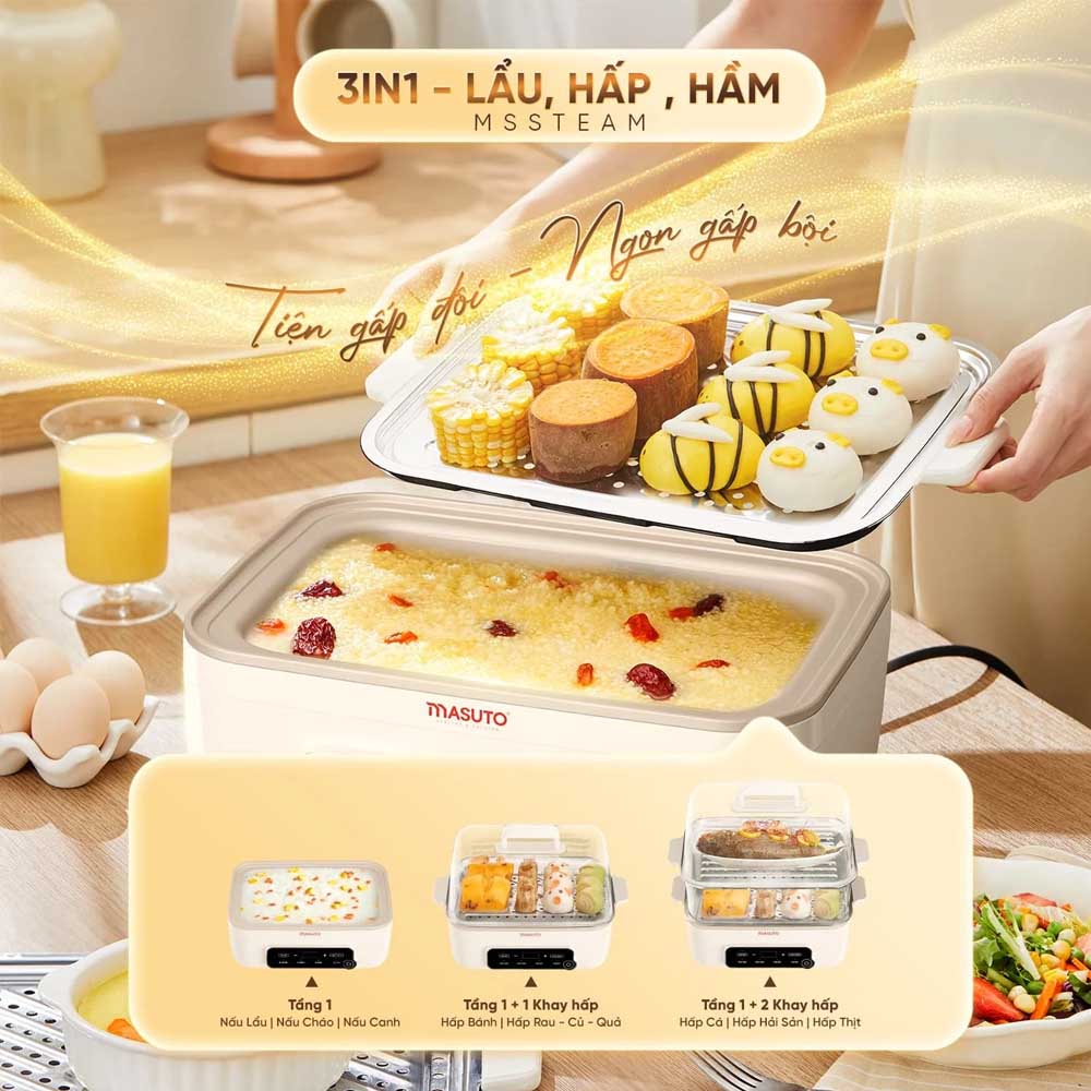 Dung tích tổng lên đến 14.5 lít đáp ứng nhu cầu nấu nướng cho gia đình