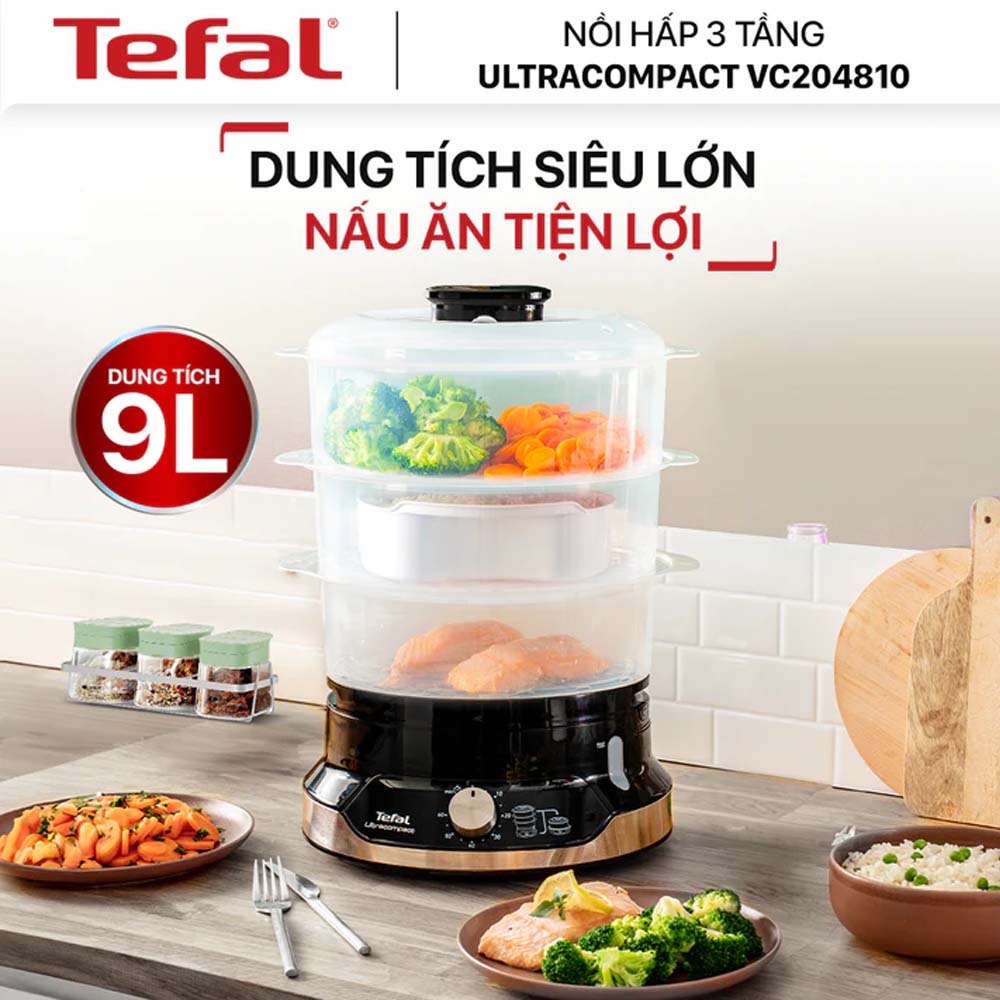 Nồi Hấp Thực Phẩm Tefal UltraCompact VC204810 9 Lít