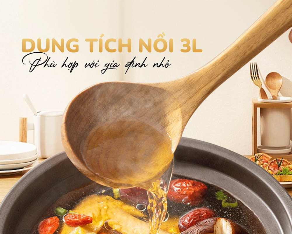 Dung tích 3 lít đáp ứng tốt nhu cầu chuẩn bị món ăn cho gia đình 3 - 5 người