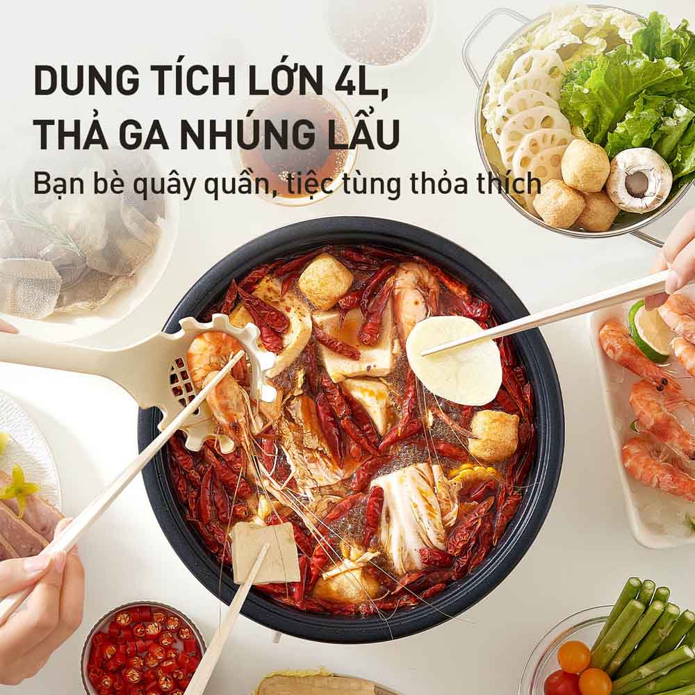 Dung tích 4 lít phù hợp nấu nướng hằng ngày hoặc những bữa tiệc gia đình