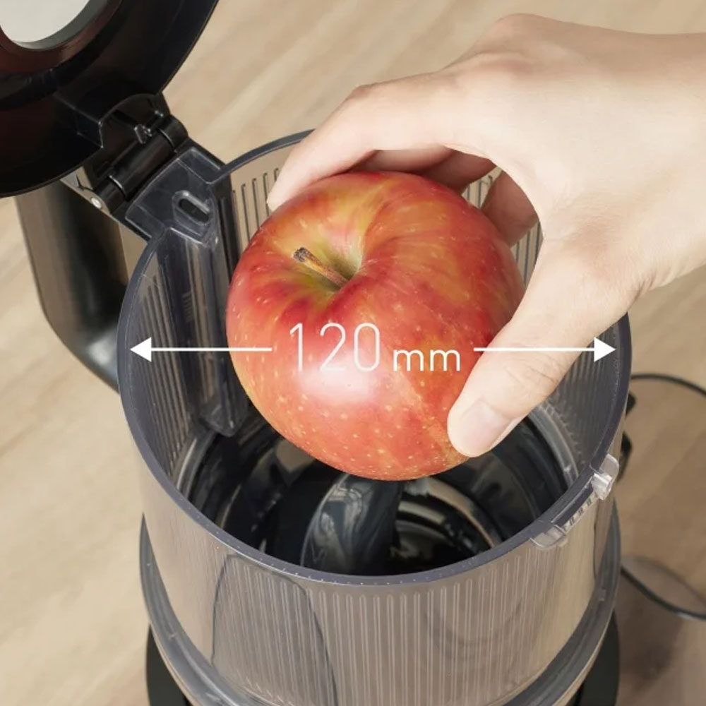 Ống tiếp nguyên liệu lớn 120mm cho phép ép trái cây nguyên quả