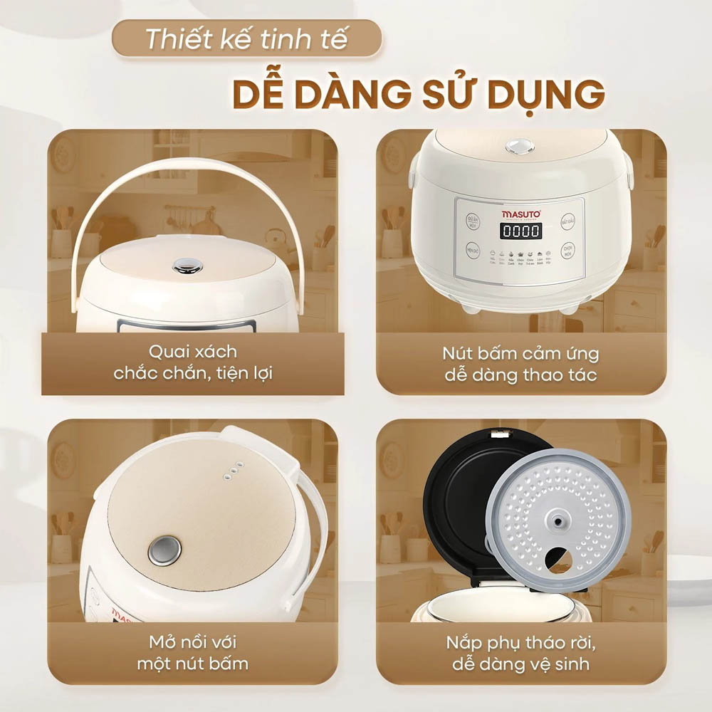 Nồi Cơm Điện Tử Masuto MSCookerAI có thiết kế tiện dụng