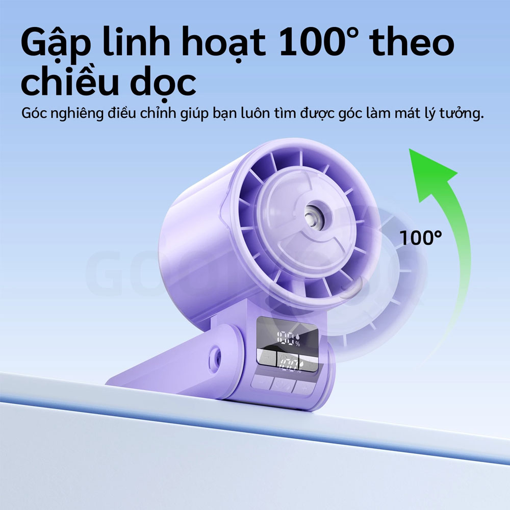 Quạt Cầm Tay GOOJODOQ GFS023 (PURPLE) có đầu quạt gập 100 độ