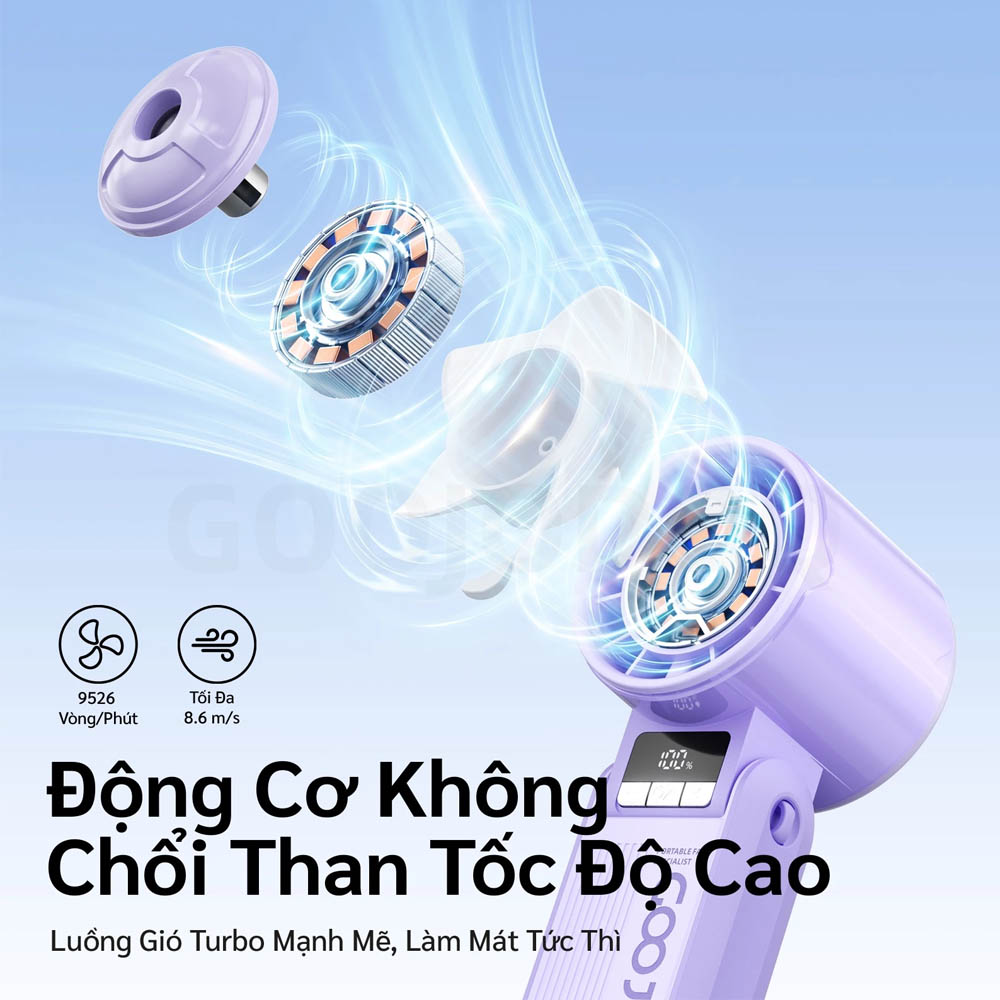 Quạt Cầm Tay GOOJODOQ GFS023 (PURPLE) tạo luồng gió mạnh mẽ