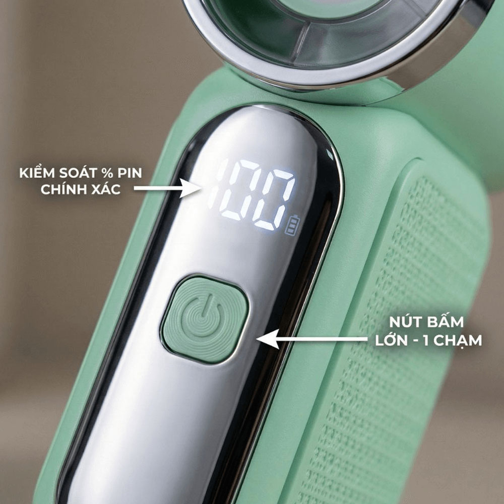 Quạt Cầm Tay Mini Kachi MK441 có nút nhấn điều chỉnh, màn hình LED hiển thị 