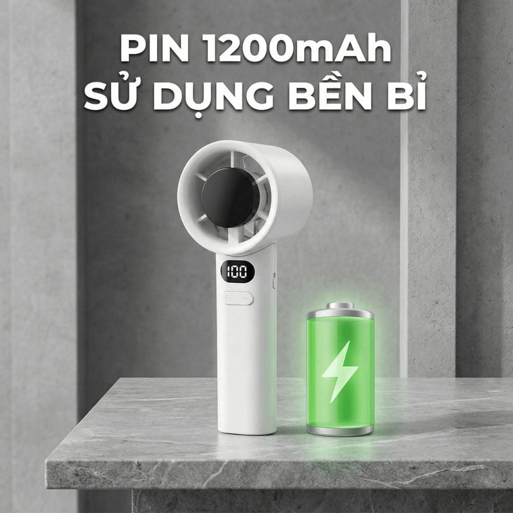 Quạt Cầm Tay Mini Kachi MK442 sử dụng viên pin Lithium 1200mAh