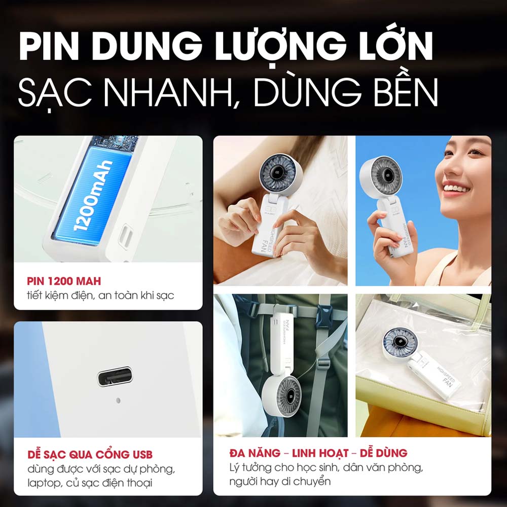Quạt Cầm Tay Mini Magic A-013 có thời lượng sử dụng lâu dài 