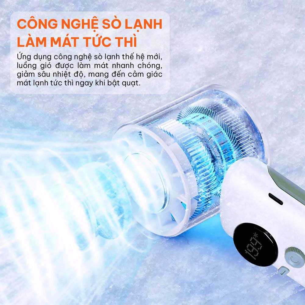 Quạt Sạc Cầm Tay Comet CRF1202 làm lạnh tức thì