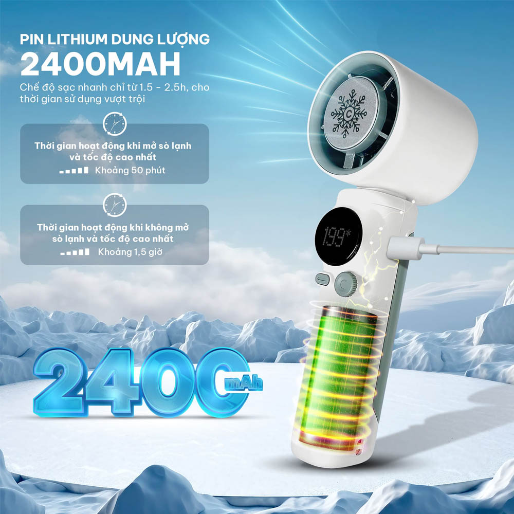 Quạt Sạc Cầm Tay Comet CRF1202 sử dụng linh hoạt